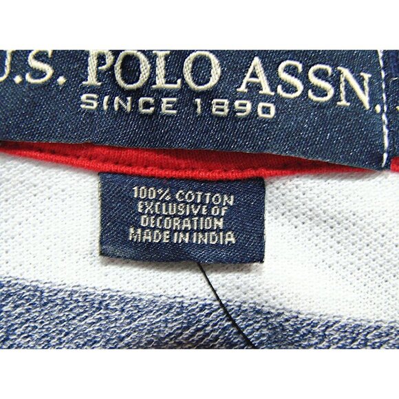 NEW US Polo Assn Polo Shirt Mens Blue White Striped Short Sleeve Cotton Sz XXL - Picture 4 of 10